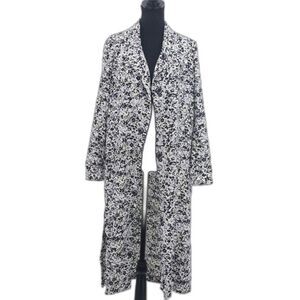 Dex Long Duster Womens Size XS Purple Floral Open Front Easter Church Wedding